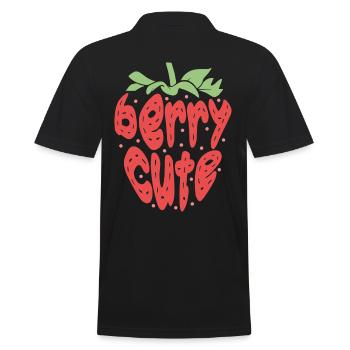 Fruit Fruitarian Strawberry Berry - Men's Polo Shirt - black - Back - Kai (181cm)