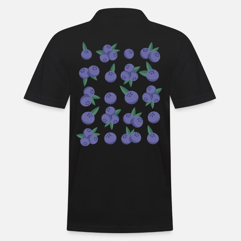 Blaubeeren Beeren Frucht Muster - Männer Poloshirt - Schwarz