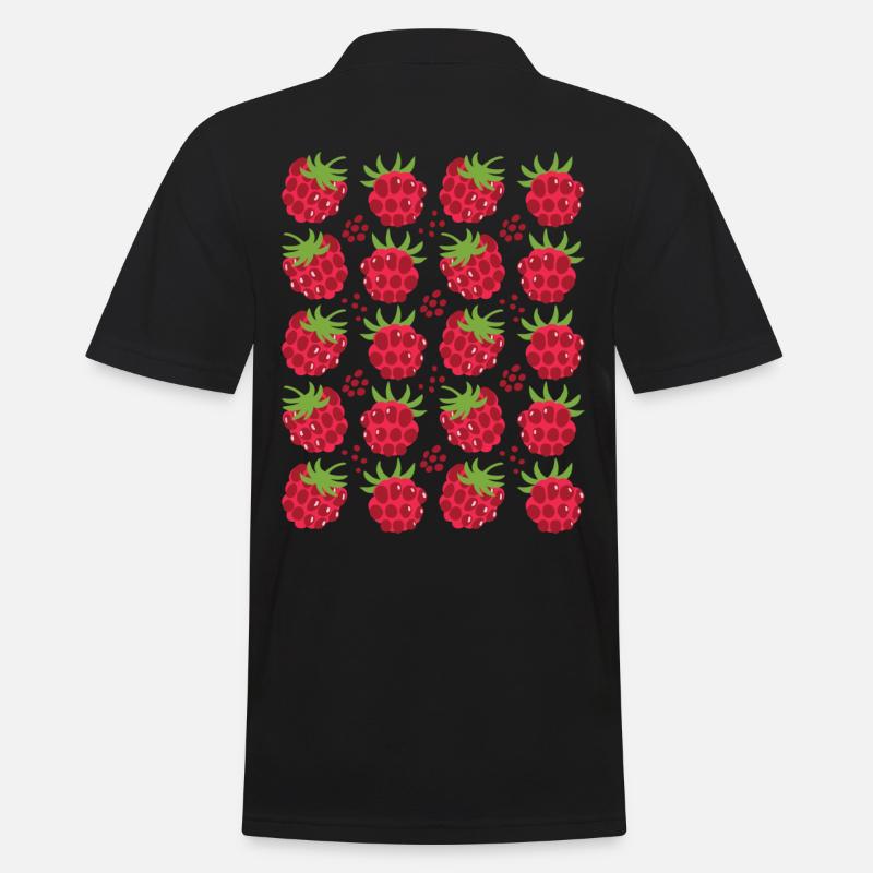 Raspberry Berries Fruit Pattern - Men's Polo Shirt - black