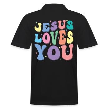 Jésus t’aime Groovy Vintage Christian - Polo Homme - noir - Dos - Kai (181cm)