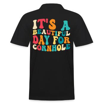 Cornhole game Cornhole player - Men's Polo Shirt - black - Back - Kai (181cm)