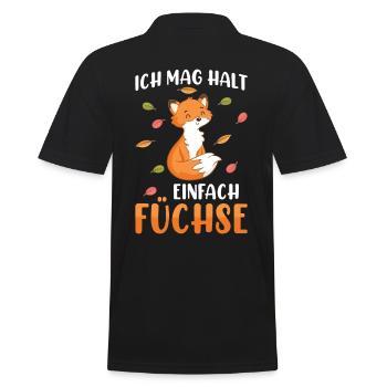 Fuchs niedlich Ich mag halt Füchse - Männer Poloshirt - Schwarz - Hinten - Kai (181cm)