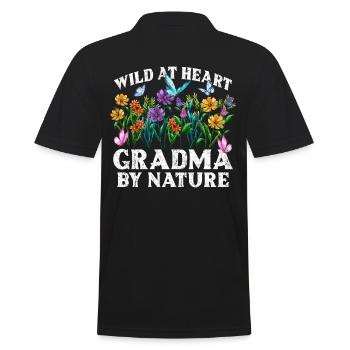 Oma Wildblume Blumen Natur Liebe - Männer Poloshirt - Schwarz - Hinten - Kai (181cm)