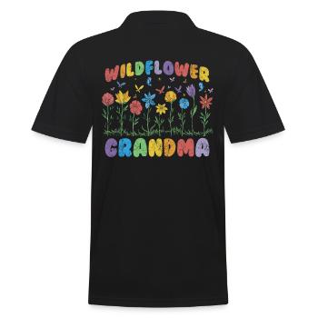 Grandma Wildflower Floral Nature Love - Men's Polo Shirt - black - Back - Kai (181cm)
