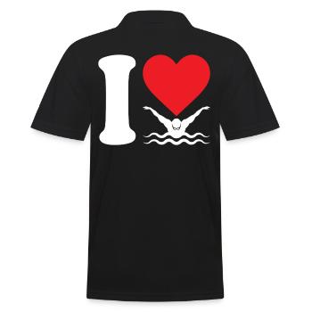Ich liebe schwimmende Schwimmer Geschenk - Männer Poloshirt - Schwarz - Hinten - Kai (181cm)