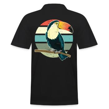 Toucan Faune Animal Oiseau Rétro Vintage Toucan - Polo Homme - noir - Dos - Kai (181cm)