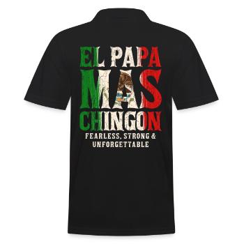 El Papa Mas Chingon - Men's Polo Shirt - black - Back - Kai (181cm)