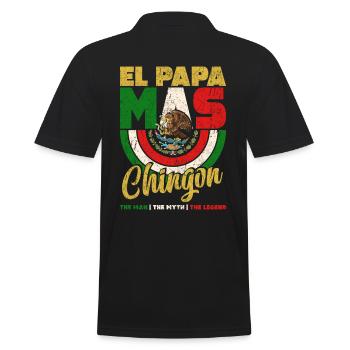 El Papa Mas Chingon - Men's Polo Shirt - black - Back - Kai (181cm)