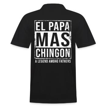 El Papa Mas Chingon - Men's Polo Shirt - black - Back - Kai (181cm)