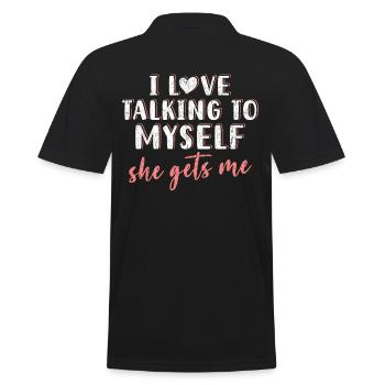 I Love Talking To Myself She Gets Me Introverted - Men's Polo Shirt - black - Back - Kai (181cm)