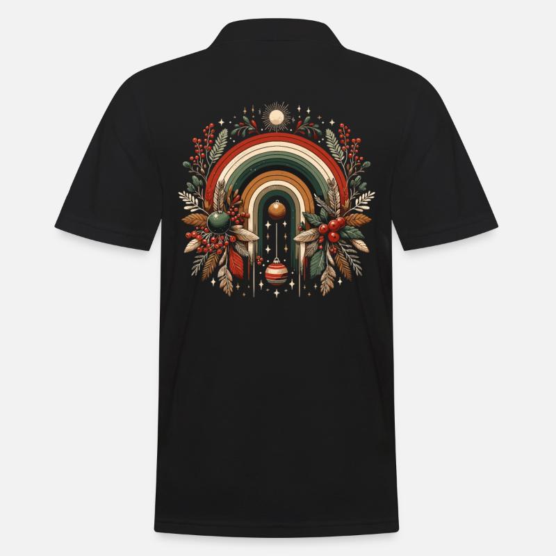Weihnachtskranz böhmischer Regenbogen Weihnachten - Männer Poloshirt - Schwarz