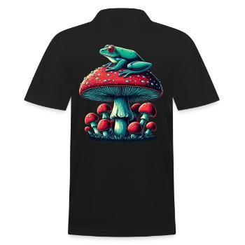 Grenouille mystique et champignon - Polo Homme - noir - Dos - Kai (181cm)
