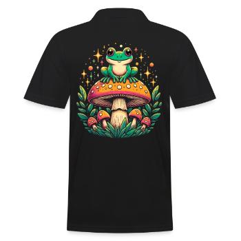 Cottagecore esthétique Vintage forêt champignon grenouille - Polo Homme - noir - Dos - Kai (181cm)