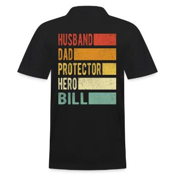 Bill Name Papa Geschenk - Männer Poloshirt - Schwarz - Hinten - Kai (181cm)