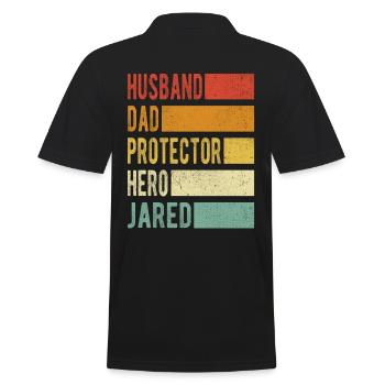 Jared Name Papa Geschenk - Männer Poloshirt - Schwarz - Hinten - Kai (181cm)