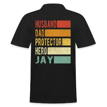 Jay Name Papa Geschenk - Männer Poloshirt - Schwarz - Hinten - Kai (181cm)