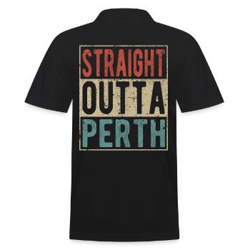 Direkt aus Perth heraus - Männer Poloshirt - Schwarz - Hinten - Kai (181cm)