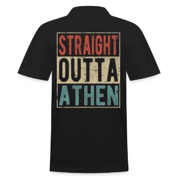 Direkt aus Athen heraus - Männer Poloshirt - Schwarz - Hinten - Kai (181cm)