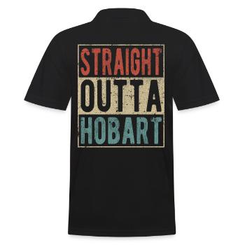 Direkt aus Hobart heraus - Männer Poloshirt - Schwarz - Hinten - Kai (181cm)