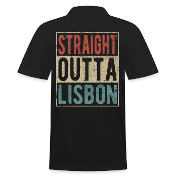Direkt nach Lissabon - Männer Poloshirt - Schwarz - Hinten - Kai (181cm)