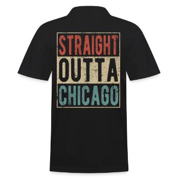 Direkt aus Chicago - Männer Poloshirt - Schwarz - Hinten - Kai (181cm)