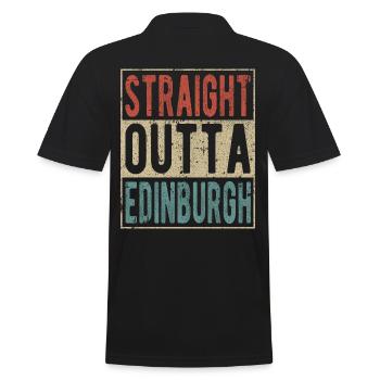 Direkt aus Edinburgh - Männer Poloshirt - Schwarz - Hinten - Kai (181cm)