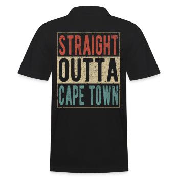 Direkt aus Kapstadt heraus - Männer Poloshirt - Schwarz - Hinten - Kai (181cm)
