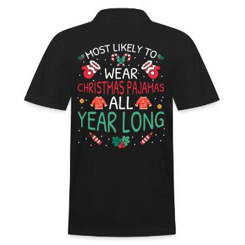 Most Likely To Christmas - Men's Polo Shirt - black - Back - Kai (181cm)