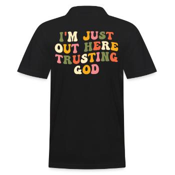 God Jesus Vintage Retro Groovy Christian - Men's Polo Shirt - black - Back - Kai (181cm)