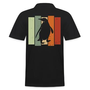 Penguin Retro Animal Penguin Lover Antarctica - Men's Polo Shirt - black - Back - Kai (181cm)