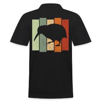 Kiwi Bird Retro Birdwatching Bird Watcher - Men's Polo Shirt - black - Back - Kai (181cm)