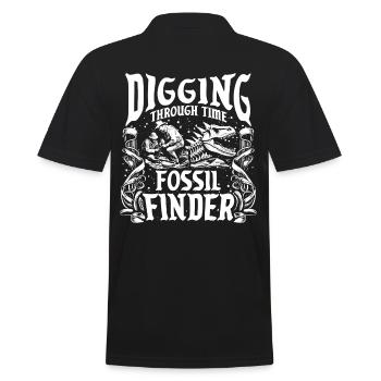 Fossil Hunter Apparel - Digging Through Time: - Men's Polo Shirt - black - Back - Kai (181cm)
