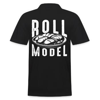 Backen Bäckerei Brötchen Modell Lustiger Bäcker - Männer Poloshirt - Schwarz - Hinten - Kai (181cm)