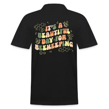 Beekeeper Beekeeping Honey Bee Groovy Vintage - Men's Polo Shirt - black - Back - Kai (181cm)