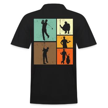 Golf Lover Retro Vintage Style Golfer Golfing - Men's Polo Shirt - black - Back - Kai (181cm)