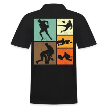 Design de joueur de Rugby Vintage rétro - Polo Homme - noir - Dos - Kai (181cm)