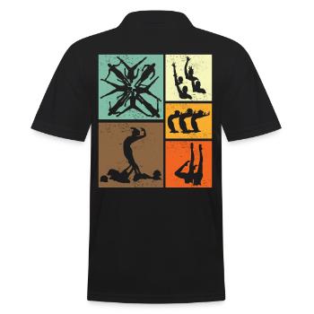 Synchronschwimmen Retro-Vintage-Schwimmer - Männer Poloshirt - Schwarz - Hinten - Kai (181cm)