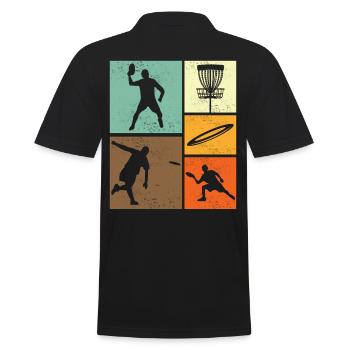 Disc Golf Retro Vintage Design für Discgolfer - Männer Poloshirt - Schwarz - Hinten - Kai (181cm)