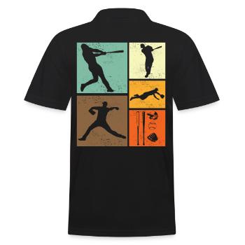 Baseball Stylish Retro Vintage Design for Players - Men's Polo Shirt - black - Back - Kai (181cm)