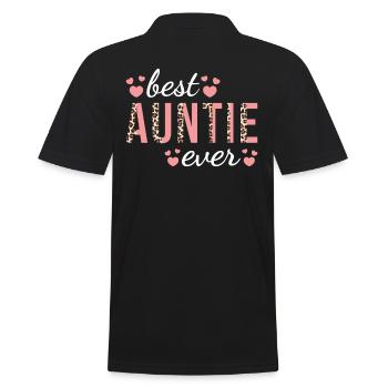 Tante Familie Design Niedliche Leopardenmuster Beste Tante - Männer Poloshirt - Schwarz - Hinten - Kai (181cm)