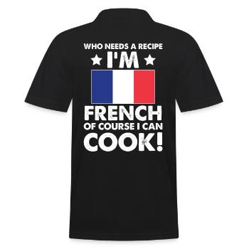 Cuisine française Cuisinier Chef Je suis français Bien sûr que je - Polo Homme - noir - Dos - Kai (181cm)