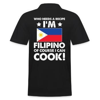 Cuisine philippine Chef cuisinier Je suis philippin bien sûr - Polo Homme - noir - Dos - Kai (181cm)