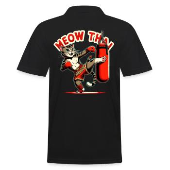 Muay Thai Kampfkunst Katze Miau Thai Thai Boxen - Männer Poloshirt - Schwarz - Hinten - Kai (181cm)