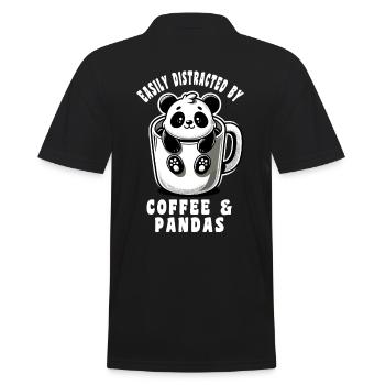 Pandas & Kaffee leicht ablenkbar Kaffee Panda - Männer Poloshirt - Schwarz - Hinten - Kai (181cm)