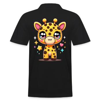 Charmantes Kawaii Giraffe Grafik T-Shirt für - Männer Poloshirt - Schwarz - Hinten - Kai (181cm)