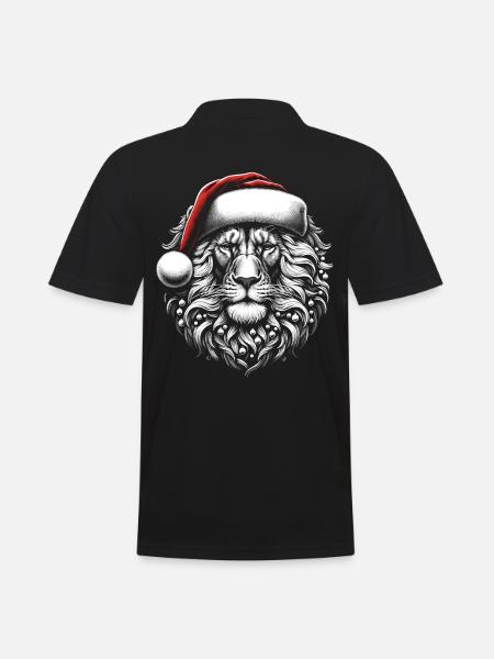 Lion Santa Christmas - Men's Polo Shirt - black
