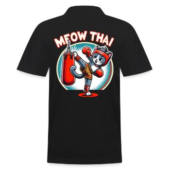 Muay Thai Kampfkunst Katze Miau Thai Thai Boxen - Männer Poloshirt - Schwarz - Hinten - Kai (181cm)