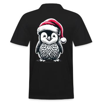 Penguin Santa Cute Christmas - Men's Polo Shirt - black - Back - Kai (181cm)