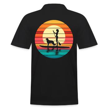 Stand Up Paddle Retro Vintage Chien Femme SUP - Polo Homme - noir - Dos - Kai (181cm)