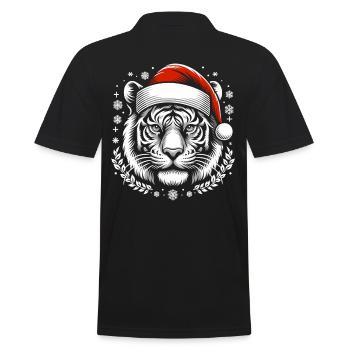Tiger Weihnachtsmann Weihnachtstier - Männer Poloshirt - Schwarz - Hinten - Kai (181cm)